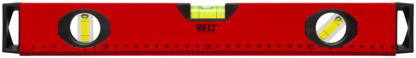 Уровень "Бизон", 3 глазка, красный корпус, магнитная полоса, ручки, шкала 400 мм FIT