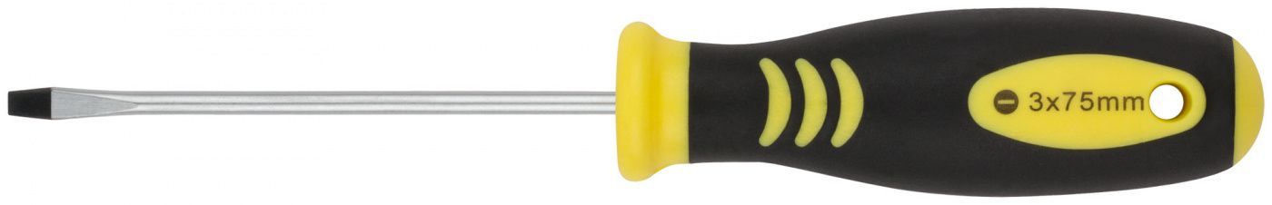 Отвертка "Хард", CrV сталь, прорезиненная черно-желтая ручка 3х75 мм SL FIT