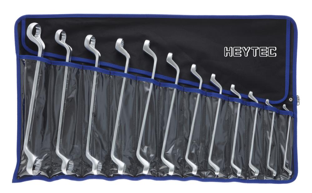 R-50805-12-M Набор ключей гаечных накидных изогнутых 75°, 6-32 мм, 12 пр., в сумке-скрутке HEYTEC