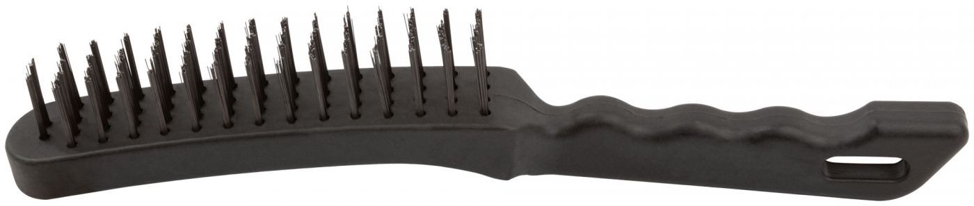 Корщетка стальная, черная пластиковая ручка, 275 мм, 4-х рядная КУРС