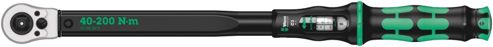Click-Torque C 3 Push R/L Ключ динамометрический регулируемый, 1/2" квадрат, 40-200 Нм, 510 мм, левая/правая резьба WERA