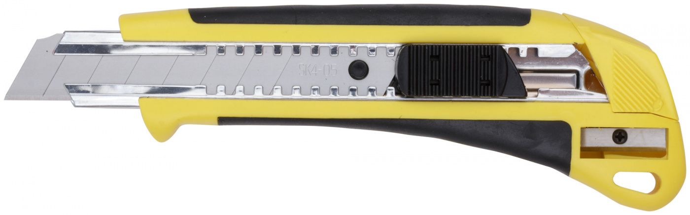 Нож технический 18 мм усиленный прорезиненный, кассета 3 лезвия FIT
