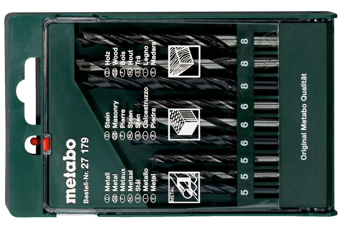 Metabo оснастки Набор 9 сверел камень,мет,дер (5-6-8 мм) пласт.кор Metabo - купить в Москве по в