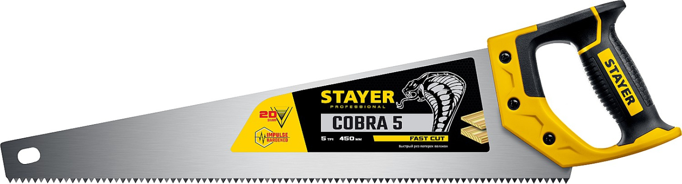STAYER Cobra 5, 450 мм, ножовка по дереву, Professional (1506-45)