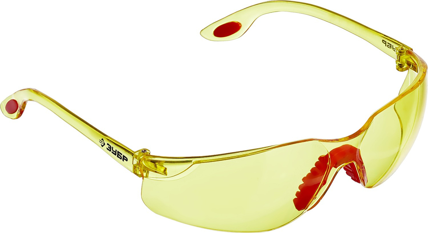 ЗУБР СПЕКТР 3, открытого типа, жёлтые, широкая монолинза, защитные очки (110316)