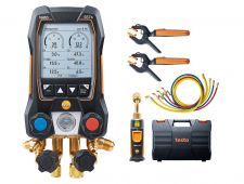 testo 557s Комплект 2 с заправочными шлангами - Умный цифровой манометрический коллектор, смарт-зонды вакуума и температуры и набор из четырёх заправочных шлангов