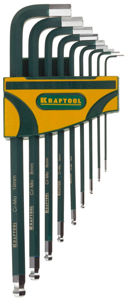 KRAFTOOL 9 шт, набор длинных имбусовых ключей (27445-H9)