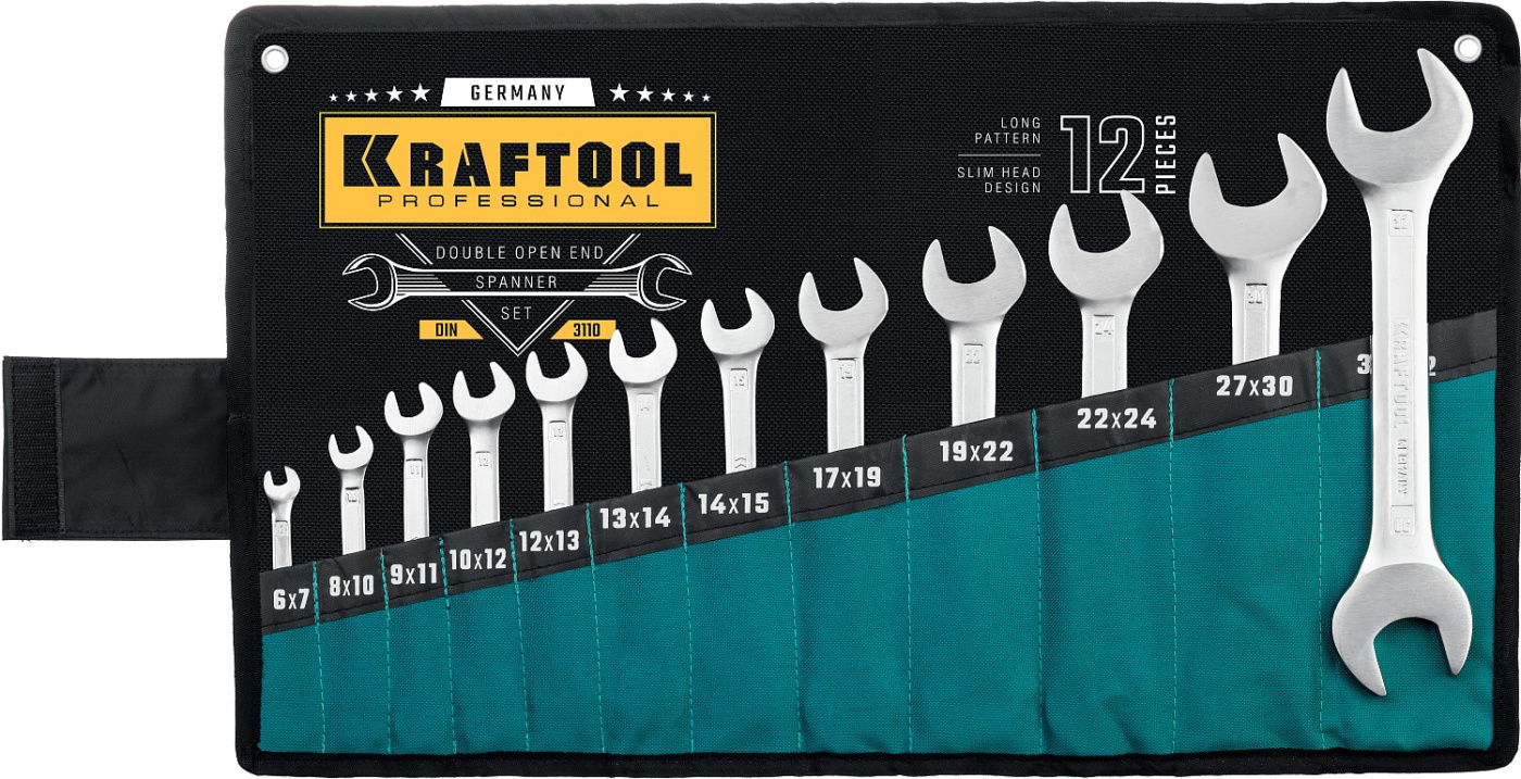 KRAFTOOL 12 шт, 6 - 32 мм, набор рожковых гаечных ключей (27033-H12)