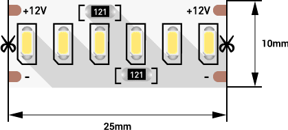 Лента светодиодная 24 Вт/м SMD3014, 12В, IP20, теплый (5м.)