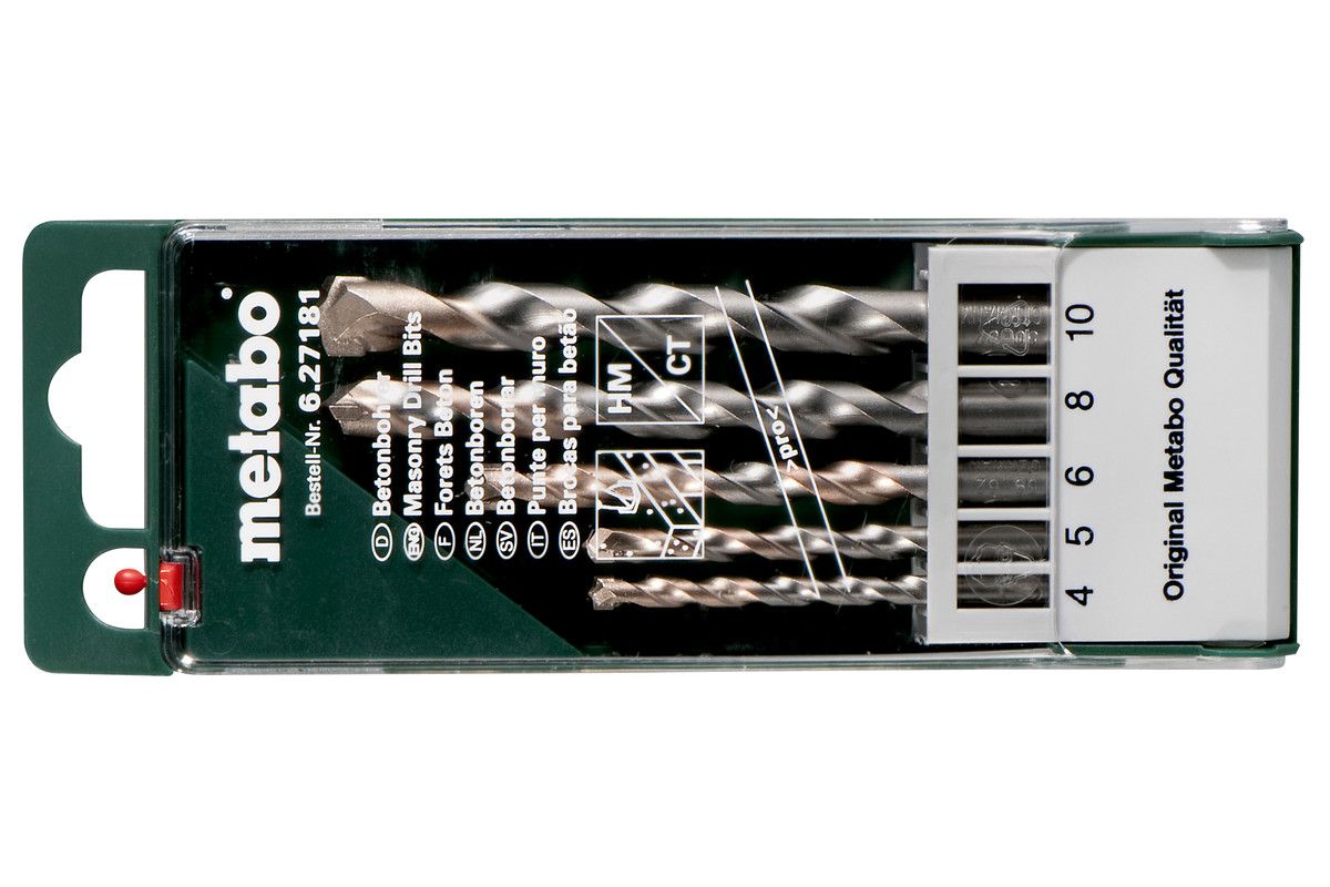 Набор НМ pro 5 сверел (4-10 мм) бетон, пласт.кор Metabo