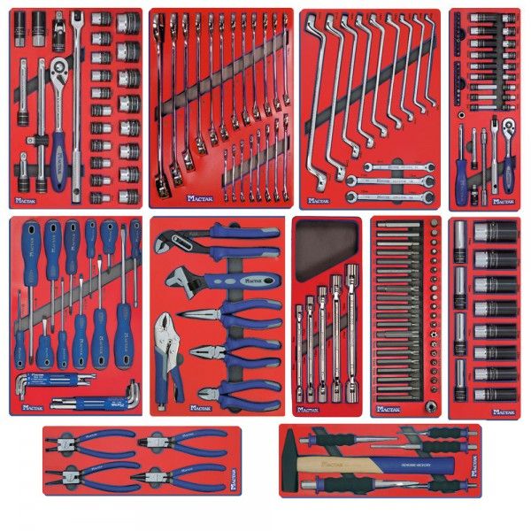 МАСТАК Набор инструментов в красной тележке, 205 предметов