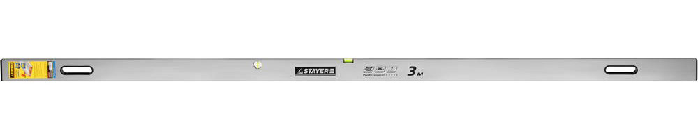 STAYER GRAND 3 м, точность 1 мм/м, 2 глазка, Правило с уровнем и ручками, (10752-3.0)
