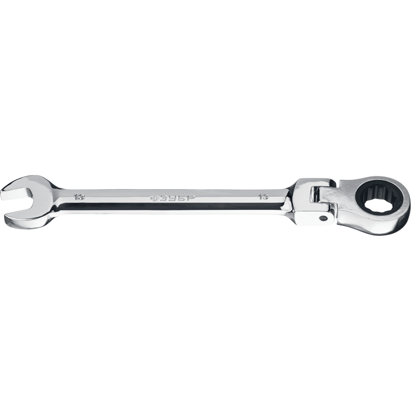 ЗУБР 13 мм, шарнирный трещоточный гаечный ключ, Профессионал (27101-13)