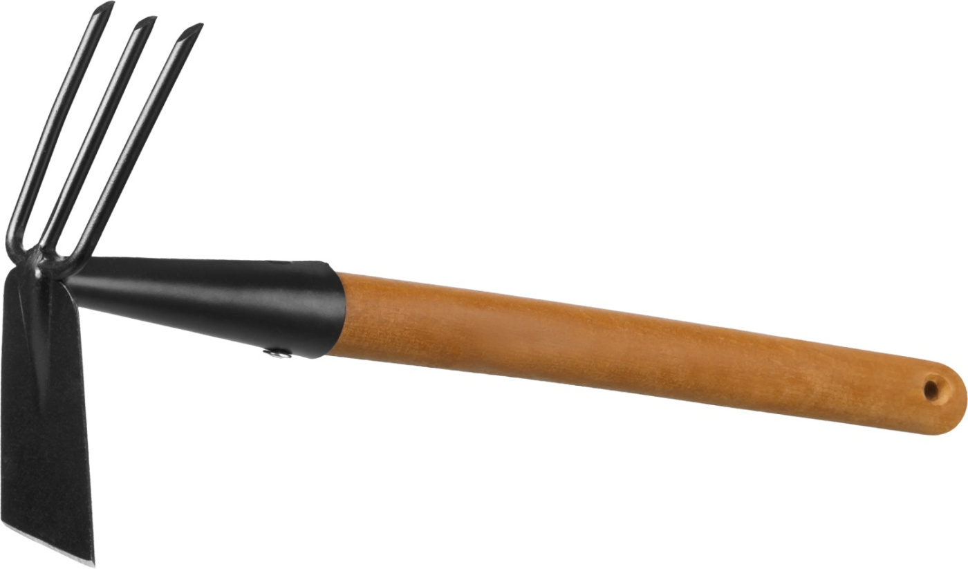 GRINDA ProLine 113х100х575 мм, 3 зубца, деревянная ручка, мотыга-рыхлитель (421517)