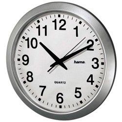Часы настенные аналоговые Hama CWA100 H-92645 белый/серебристый