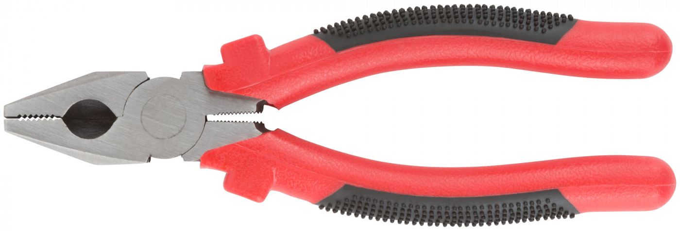 Плоскогубцы комбинированные "Стандарт" красно-черные пластиковые ручки, полированная сталь 180 мм FIT