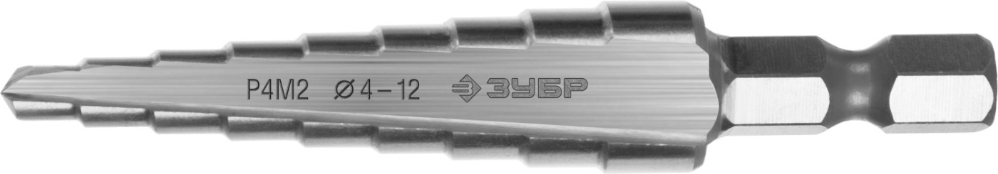 ЗУБР 4-12 мм, 9 ступеней, сталь Р4М2, ступенчатое сверло (29665-4-12-9)