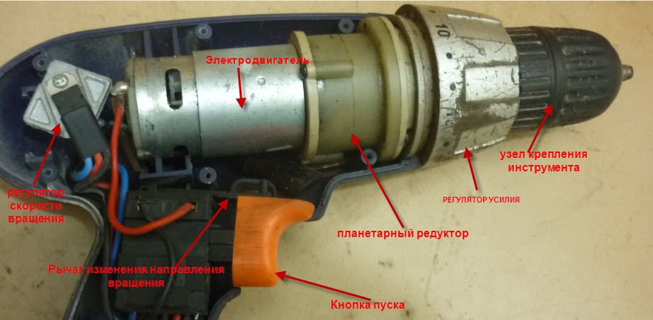 Строение шуруповерта