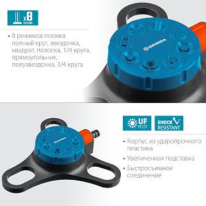 GRINDA RF-3, 8 режимов, пластиковый, на подставке, стационарный распылитель, PROLine (429301)