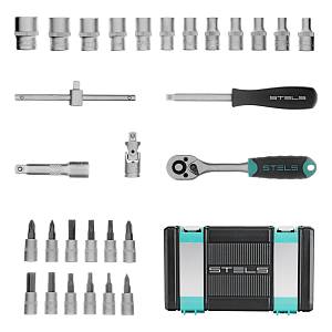 Набор инструментов, 1/4", CrV, пластиковый кейс 29 предметов Stels