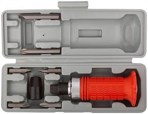 Отвертка ударная, 6 CrV специальных бит, резиновая ручка, пластиковый кейс FIT