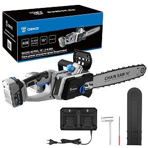 Пила цепная аккумуляторная бесщеточная DEKO DKCHS 40 PRO, 16", 2х20В, 2x4.0Ач, двойное з/у 083-2002 Пила цепная аккумуляторная бесщеточная DEKO DKCHS 40 PRO, 16", 2х20В, 2x4.0Ач, двойное з/у 083-2002