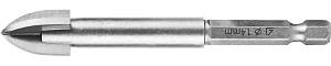 STAYER 14 мм, 4х кромка, HEX 1/4, Сверло по стеклу и кафелю (2985-14)