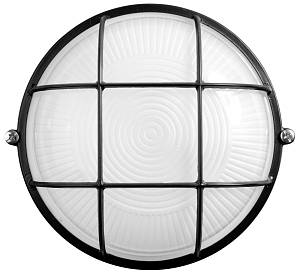 Светильник уличный СВЕТОЗАР влагозащищенный с решеткой, круг, цвет черный, 100Вт SV-57257-B