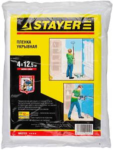 STAYER 4 м, 12,5 м, 12 мкм, защитная укрывочная пленка (1225-15-12) STAYER 4 м, 12,5 м, 12 мкм, защитная укрывочная пленка (1225-15-12)