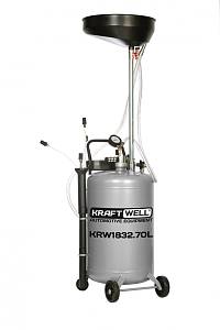 KraftWell KRW1832.70L Установка для слива и откачки масла/антифриза с круглой подъемной ванной, мобильная, объем 70 л KraftWell KRW1832.70L Установка для слива и откачки масла/антифриза с круглой подъемной ванной, мобильная, объем 70 л