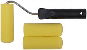 Валик поролоновый желтый с ручкой "мини" 100 мм + 2 сменных ролика FIT