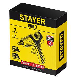 STAYER PRO 7, d 7 мм, 7 г/мин, электрический, пистолет термоклеевой, Professional (0681-07)