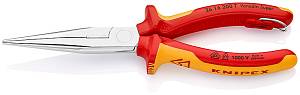 Длинногубцы с режущими кромками VDE, 200 мм, хром, 2-комп диэлектрические ручки, проушина для страховки, BK KNIPEX