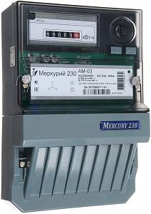 Счётчик электроэнергии Меркурий 230 АМ-03 5-7,5А / 3-фазный / 1 тариф Счётчик электроэнергии Меркурий 230 АМ-03 5-7,5А / 3-фазный / 1 тариф