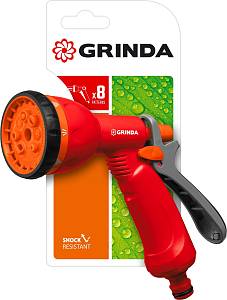 GRINDA P-8, 8 режимов, курок сзади, пластиковый, поливочный пистолет (8-427370)