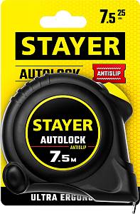 STAYER AutoLock, 7.5 м х 25 мм, рулетка с автостопом (2-34126-07-25)