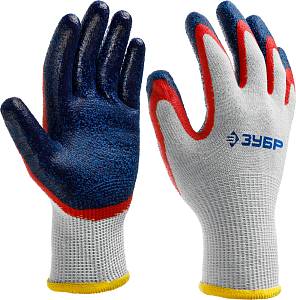 ЗУБР ЗАХВАТ-2, L-XL, текстурированное покрытие, перчатки с двойным нитриловым обливом, Профессионал (11454-XL)