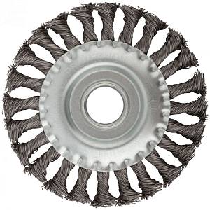 Корщетка дисковая прямая, посадочный диаметр 22,2 мм, стальная витая проволока 125 мм КУРС