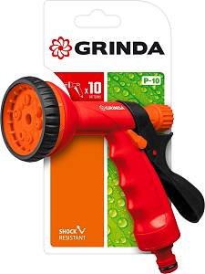GRINDA P-10, 10 режимов, курок сзади, пластиковый, поливочный пистолет (8-427373)