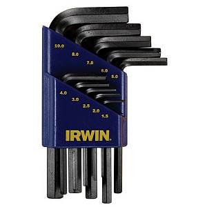 Ключи шестигранные набор L короткие 10 шт 1,5 -2 -2,5 -3 -4 -5 -6 -7 -8 -10 мм с держателем Irwin Т10755-10504808