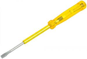 Отвертка индикаторная, желтая ручка, 100-250 В, 190 мм FIT