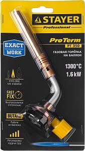 STAYER ProTerm Turbo, PT 350, 1300°C, турбо нагрев + 30%, газовая горелка на баллон с цанговым соединением, Professional (55586)