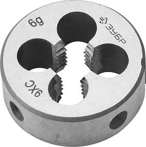 ЗУБР М10 x 1.5 мм, сталь 9ХС, плашка круглая ручная (4-28022-10-1.5)