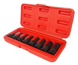Набор бит-головок 1/2" HEX H5-19ммх60мм ударных в кейсе 8 предметов JTC Набор бит-головок 1/2" HEX H5-19ммх60мм ударных в кейсе 8 предметов JTC