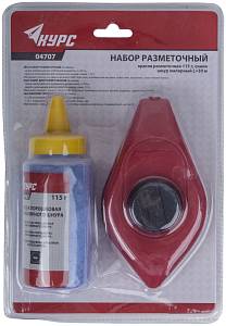 Шнур малярный отбойный, ABS пластиковый корпус 30 м + краска разметочная 115 гр. КУРС Шнур малярный отбойный, ABS пластиковый корпус 30 м + краска разметочная 115 гр. КУРС