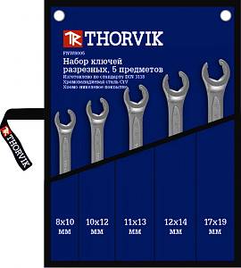 FNWS005 Набор ключей гаечных разрезных в сумке, 8-19 мм, 5 предметов Thorvik