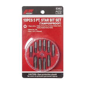 Набор бит 1/4" TORX ТS08-TS50 в боксе 10 предметов JTC Набор бит 1/4" TORX ТS08-TS50 в боксе 10 предметов JTC