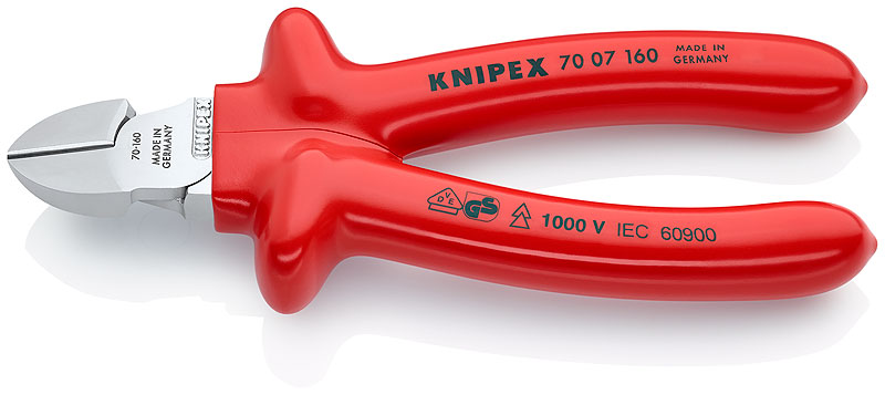 Бокорезы VDE, 160 мм, хром, обливные диэлектрические ручки KNIPEX